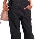 Luvamia Overalls Women Loose Fit Denim Bib Baggy Overall Jumpsuit Straight Wide Leg Stretchy Jean Pants Fashion, XL