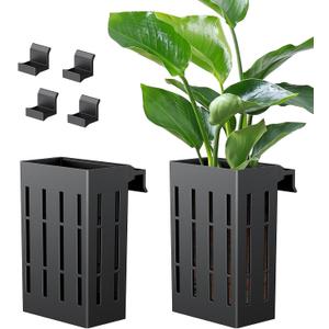 Pawfly 2 Pcs Aquarium Plant Holder for Fish Tanks, Hanging Plastic Fish Tank Plant Holder with Hooks, Aquarium Planter Cup for Aquaponic Plant Cultivation, Fish Tank Plant Pot for Aquascape Decoration