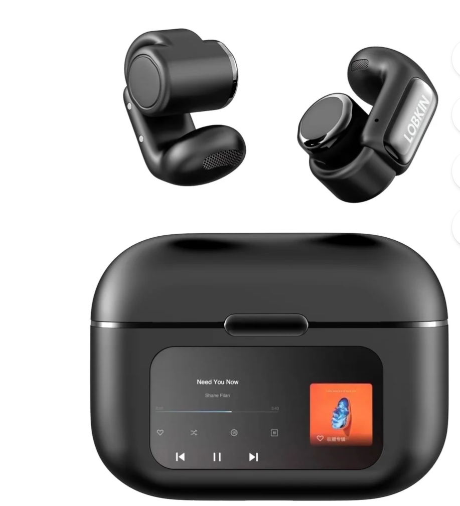 LOBKIN Open Ear Headphones,Clip On Earphones, Wireless Earbud,Open Ear Earbuds with LED Display and 4GB Memory,Bone Conduction Earbuds Built-in HD Microphone,36 Hours Playtime