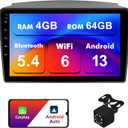 4+64G Android 13 Double Din Car Stereo for Toyota Sienna 2004-2010 with 9 Inch Touchscreen Radio Built-in Wireless Carplay/Android Auto/GPS/Bluetooth/FM/AUX-in/Steering Wheel Controls/Backup Camera