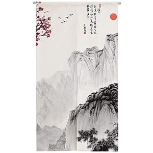 Ofat Home Chinese Traditional Ink Painting Doorway Curtain, Marvelous Mountain Tapestry for Wall Hanging, Japanese Noren Bedroom Partition Kitchen Divider Bathroom Door Decor, 33.5"x 59"