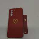 Fiyart Galaxy S21 5G Case - Wine Red, Love Hearts Pattern, Slim Protective Cover with Stand & Wrist Strap