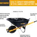 True Temper R6STFFEC 6 Cu. Ft Steel Tray Wheelbarrow with Never Flat Tire & Steel Handles, Black