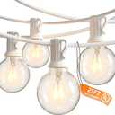 25FT G40 Outdoor String Lights with 27 Globe Clear Bulbs(2 Spare) Patio String Lights Outdoor Waterproof for Party Wedding Garden Commercial Decoration, 5 Watt Bulbs E12 Base- White Wire
