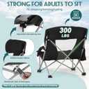 HaSteeL Low Beach Chairs for Adults, Lightweight Camping Folding Chair with Carrying Bag, Portable for Outdoors Lawn Backyard Patio RV Trip Fishing Sport Tailgating, Support 300LBS, Black, 2 Pack