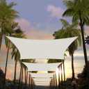 Amgo 16' x 20' White Rectangle Sun Shade Sail Canopy Awning UPF50+ AGTAPR1620, 95% UV Blockage, Water & Air Permeable, Commercial and Residential