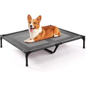 petizer 36" Elevated Dog Bed for Large Dogs, Outdoor Waterproof, Raised Cooling Pet Bed, Washable Breathable XL Dog Bed with Supporting Bars - Up to 120 LBs, Indestructible, Large (Black)