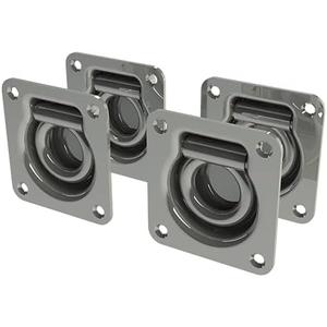 4TCH Hardware Stainless Steel Heavy Duty Recessed Tie Down Anchors - 4" x 3.75" x 0.70" - D-Rings 2000lbs Load, 4 Pack, Tie Down Anchors (Steel)