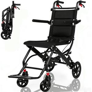Ultra-Lightweight Wheelchair for Adults & Seniors |Only 16lbs| Compact Foldable Travel Wheelchair with Extendable Footrest & Handle | Premium Aluminum Alloy | Portable Transport Wheelchair