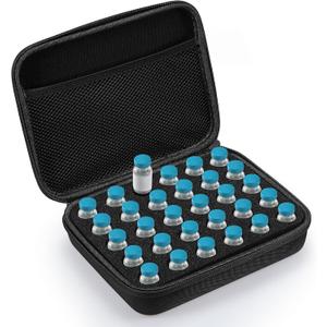 Teenyyou 30 Slots Insulin Peptide Fridge Carrying Case Vial Holder Storage Protector Bag, Fits Standard 10ml Vials, Insulin Cooler Travel Kits Case Diabetes Protector(Black)