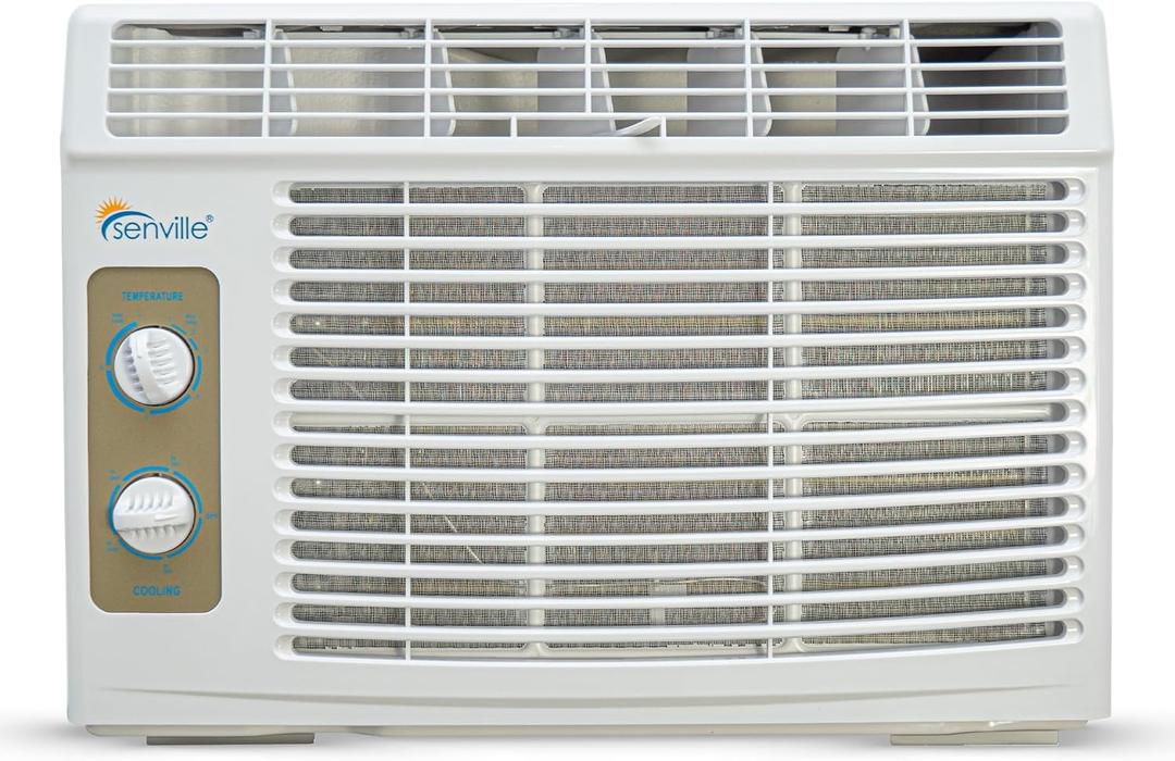 Senville 5,000 BTU Window Air Conditioner, Cools Up to 150 Sq. Ft., Easy to Use Mechanical Control, Washable Filter