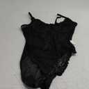 COZYEASE Women's Lace Bustier Cami Bodysuit Plain Sleeveless Slim Fit Sheer Mesh Corset Top Romper (Black)