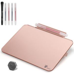 Rose Gold Glossy Mirror Mini Desktop Pure Glass Whiteboard, Small Desktop Dry Erase Board, Desk White Board Dry Erase with Accessories, Stenography Artifact for Office Homeschooling Dcor, 8x6 Inches