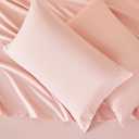 Amazon Basics Sheet Set Cationic Microfiber 4-Piece Bedding Set, Wrinkle Free and Easy Fit, Easy Care Bedding with 1 Deep Pocket Fitted Sheet, 1 Flat Sheet, and 2 Pillowcases, Full, Pink