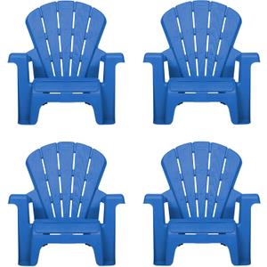 Little Tikes Kids Garden Chair 4 Pack in Blue, Outdoor Toddler Activity Adirondack Chairs for Picnic, Garden, Patio, Backyard & Beach, Outdoor Chair Set