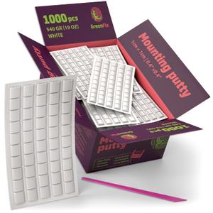 Bulk Set Mounting Putty 19oz - 1000PCs White Sticky Tack - Poster Tacky Putty for Wall Hanging Non Marking - Reusable Removable Wall Adhesive for Picture Hanging Crafts