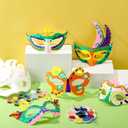 HyDren 100 Pcs White Masquerade Mask Painting Kit 60 Mardi Gras Blank Half Face Paper Masks 20 Acrylic Paint Strip 20 Brushes(Classic)