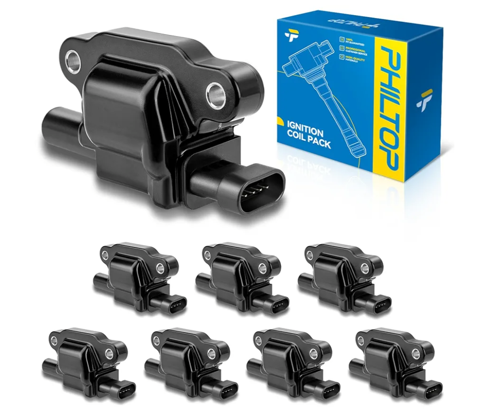 PHILTOP UF413 Ignition Coil Pack, Square Compatible with Yukon Silverado Tahoe Suburban Sierra Avalanche Escalade Corvette Camaro Express Impala Envoy Trailblazer G8 CTS GTO SS SSR H3 H2
