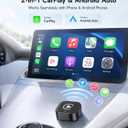 USB-C Wireless CarPlay & Android Auto Adapter, 2-in-1 Plug-in Adapter for Factory Wired CarPlay/Android Auto Cars, Converts Wired to Wireless, Auto Reconnect, 5GHz WiFi, USB Adapter Included