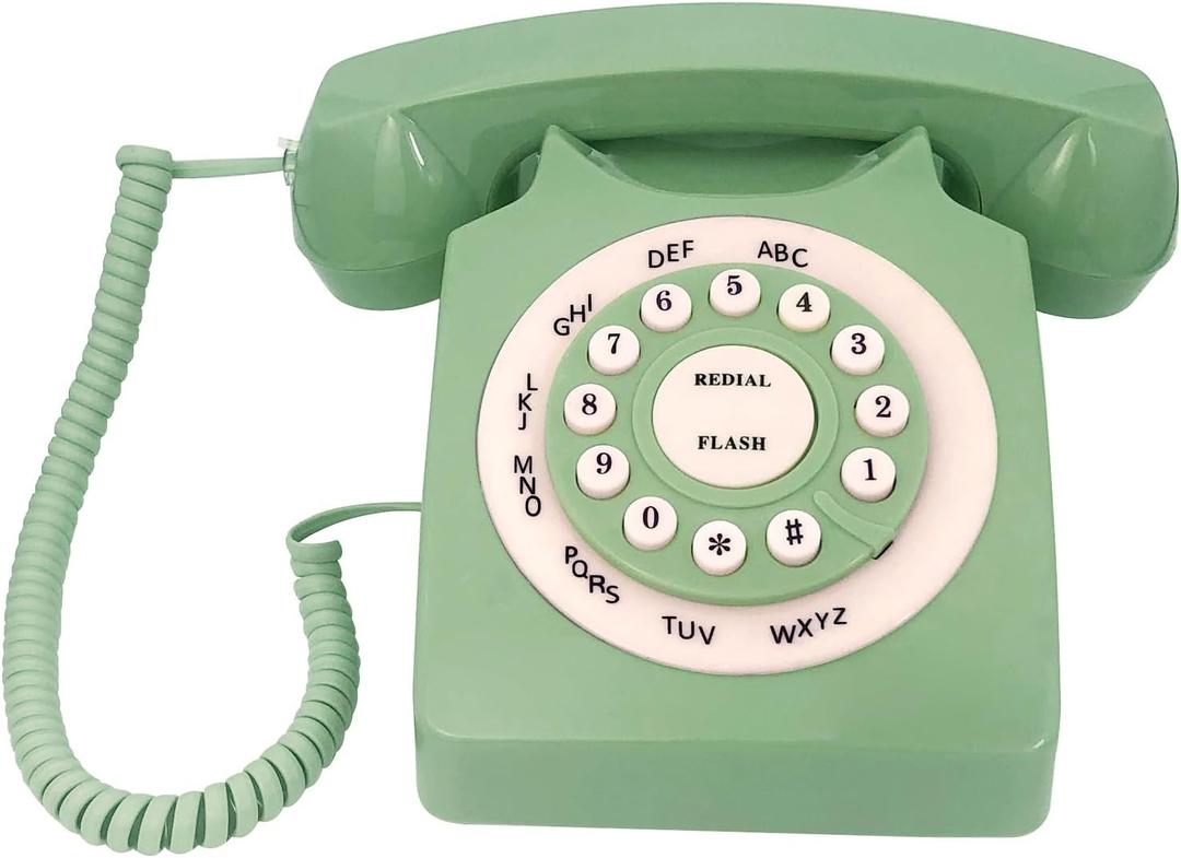 Retro Corded Landline Phone, TelPal Classic Vintage Old Fashion Telephone for Home & Office, Wired Home Phone Gift for Seniors (Green)