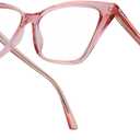 SODQW Pink Cateye Blue Light Glasses for Women, Trendy Cat Eye Anti Blue-light Glasses for Computer/TV/Phone/Gaming