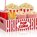 Movie Night Supplies Snack Trays with Handles Reusable Wooden Movie Gift Basket for Theater Popcorn Bucket Bowl Box Container Family Room Valentine's Day Decor(Striped)