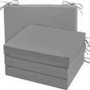 cozyide Outdoor Chair Cushions, Waterproof Patio Seat Cushions with Adjustable Straps, Square Corner Patio Chair Cushions for Garden, Light Grey, 18.5x16x3 Inch (Pack of 4)