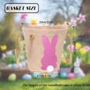 Easter Bunny Basket for Kids, Linen Egg Hunt Bag Soft Fabric, Cute Rabbit Tote Bags Easter Tote Bags for Candy Gifts Storage (Pink)