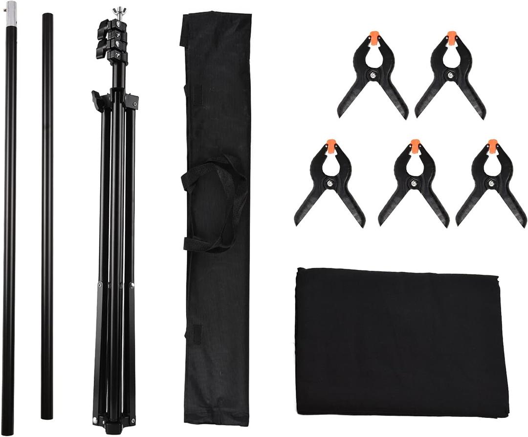 Green Screen, can be Washed and Ironed Green Screen Backdrop Kit 5 x 7ft Collapsible Green Screen Photography Backdrop Screen with Non Woven Fabric for Photo Studio (Black)