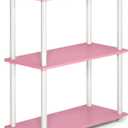 Furinno TURN-N-TUBE Storage Shelves, 3-Tier Book Shelf, Corner Shelf, Toolless Open Shelves, for Organization and Storage, Living Room, Garage, Home Office, Pink