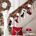 Personalized Dog Stockings Christmas White Knitted Stocking for Dog Pet Plush Stocking Dog Christmas Decorations Dog Christmas Hanging Decor Festive Family Seasonal Party Decoration