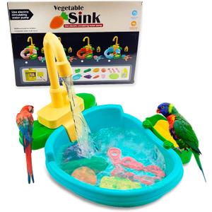 Parrot Shower, Parrot Bird Bathtub, Automatic Bird Bathtub Pet Bath Pool with Faucet, Bird Bathtub Swimming Pool Toy Bath Shower Water Dispense for Ferret, Goldfinch (Green)