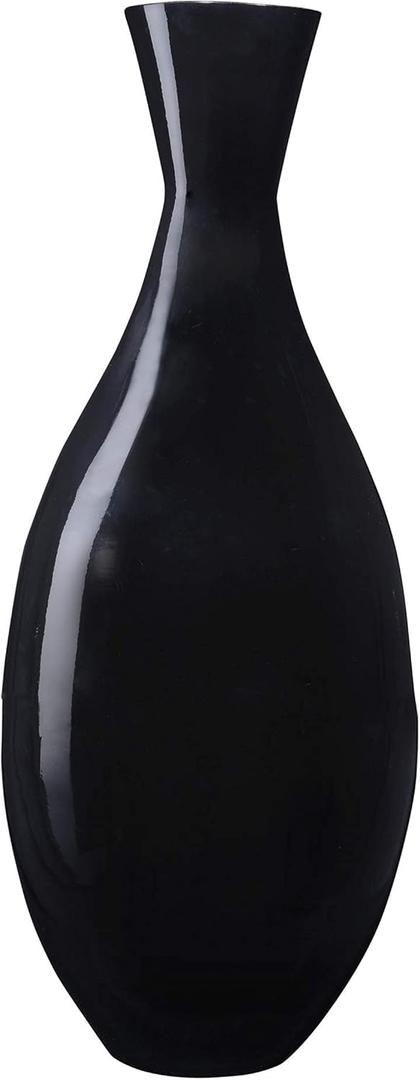 Handcrafted Sustainable Bamboo Vase - Decorative 24-Inch-Tall Teardrop Floor Vase for Silk Plants, Flowers, and Filler Decor by Villacera (Black)