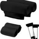 SPRING SEAON Universal Underarm Crutches Padding Cover Crutch Pads with Hand Grips Crutch Cushion Crutches Accessories (Black)