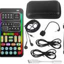 Portable Real-Time Voice Changer Sound Card Set  8 Voice Effects, 10 Sound Modes, Gaming Voice Changer, Compatible with PC, PS5, Xbox, Switch, Android, and iOS (Black with Box)