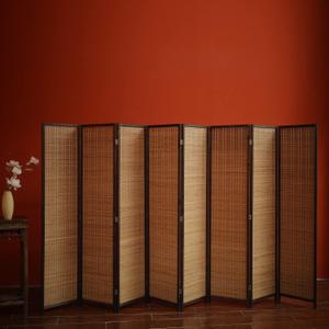 Furnnylane 8 Panel Bamboo Room Divider - Natural Brown 5.6 ft Tall Folding Privacy Screen, Freestanding Partition Wall for Room Separation (67" H x 122.8" W)