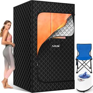 X-Vcak Upgraded Portable Sauna for HomeRelaxation, Steam Sauna for Home with Steamer, Remote Control, Folding Chair, 9 Levels
