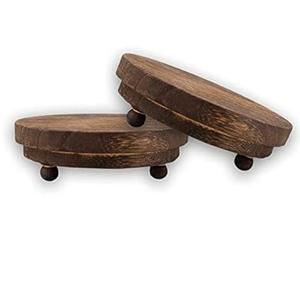 Gsofly 2 Pcs Wood Riser - 3.75' Display Stand for Farmhouse Decor, Tiered Tray Accessories, Round Rustic Pedestal for Home Decorations