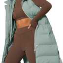 Inorin Womens Down Vest with Stand Collar Thick Hooded Sleeveless Long Coats Jacket (Green, M)