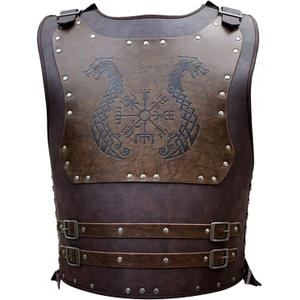 HiiFeuer Viking Warrior PU Leather Chest Armor, Retro Knight Leather Body Armor, Medieval Armor for LARP/Cosplay (Dragon Brown)