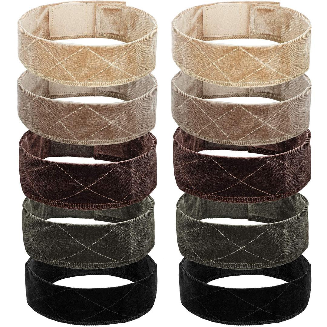 WILLBOND 10 Pieces Velvet Wig Grip Band Flexible Velvet Wigs Headband Non Slip Adjustable Grip Headband for Women Men