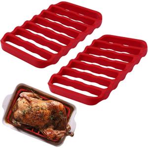 2 Pack Silicone Roasting Racks Non Stick Easy-Clean Cooling Rack for Cooking Baking Steaming (2pack-red)