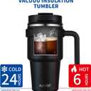 ALOUFEA 20 oz Insulated Coffee Mug Tumbler with Handle, Stainless Steel Travel Mug Tumbler with Lid and Straw,Double Wall Vacuum Leak Proof Ice Coffee Thermal Cup, Ocean Teal