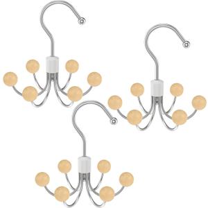3Pcs Multipurpose Space Saving Hangers for Closet, 360 Degree Swivel Belt Organizer with U Shape Hook, Accessory Organizers for Purse Scarf Bra Handbag Tie