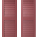 Builders Edge 14.5 in. W x 49 in. H Open Louver TailorMade Vinyl Cathedral Top Center Mullion Shutters Pair in Wineberry  BEL1140049078 