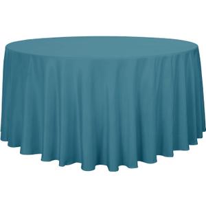 sancua Round Tablecloth - 120 Inch - Water Resistant Spill Proof Washable Polyester Table Cloth Decorative Fabric Table Cover for Dining Tables, Buffet Parties and Camping, Teal
