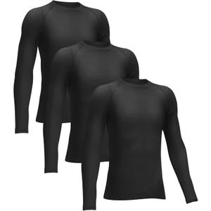 4 or 3 Pack Youth Boys' Compression Leggings Tights Athletic Pants Sports Base Layer for Kids Cold Gear (X-Large)