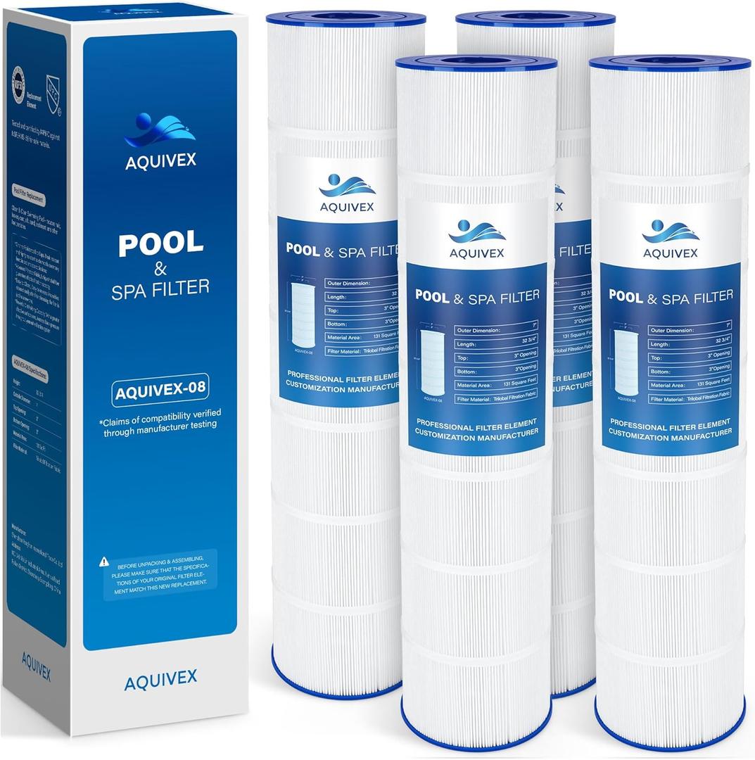 CX1280XRE Pool Filter Cartridge, Compatible with Hayward SwimClear C5000, C5020, C5025, C5030, Hayward C1280E, CX1280XRE, Pleatco PA131-PAK4, Unicel C-7494, Filbur FC-1227, FC-6435, 4 Pack