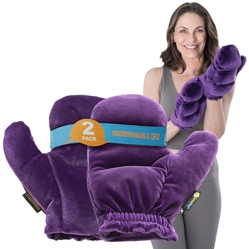 SunnyBay Microwavable Heated Hand Warmer Gloves for Women and Men, Weighted Arthritis Gloves for Women for Pain, Stay-on Wrist Elastic and Bulk-Free Grip for Maximum Functionality, Pair (Small)