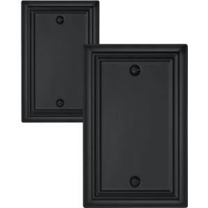 2-Pack Black Blank Wall Plates, No Device Blank Outlet Covers, Metal Electrical Covers for Unused Outlets/Switches, 3.15''*4.88'', Midsize